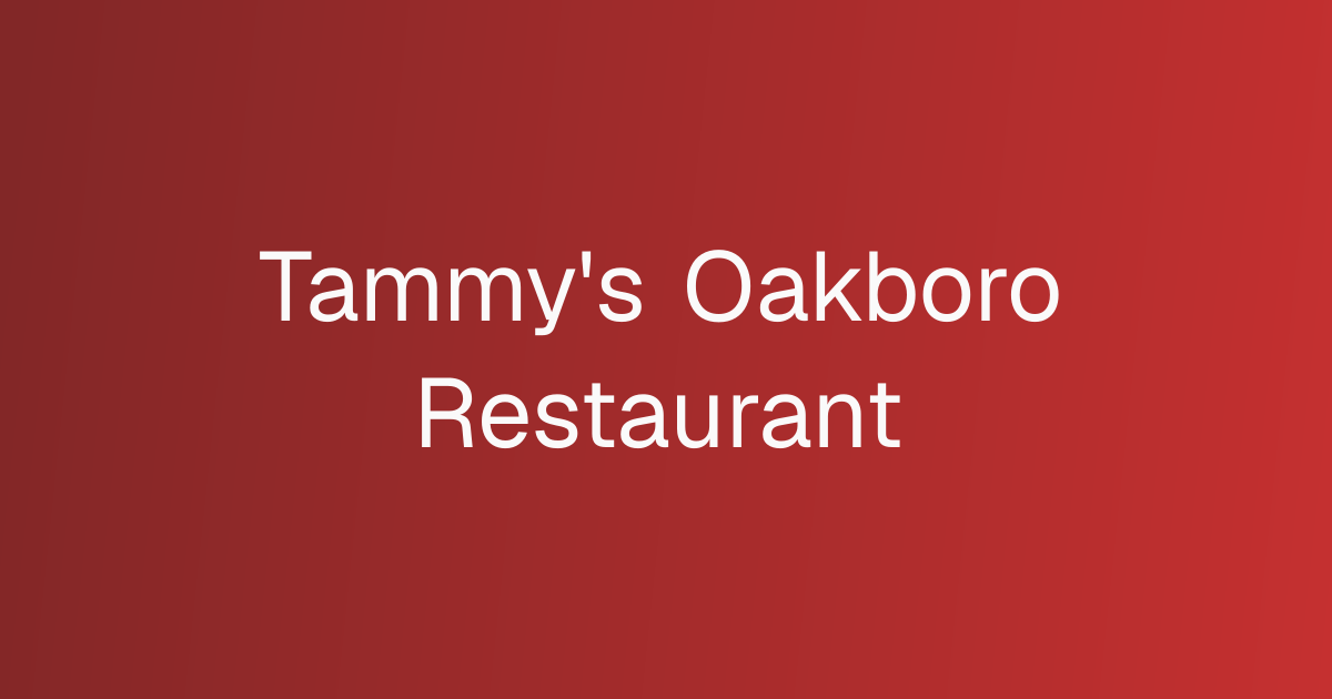 Tammy's Oakboro Restaurant cover